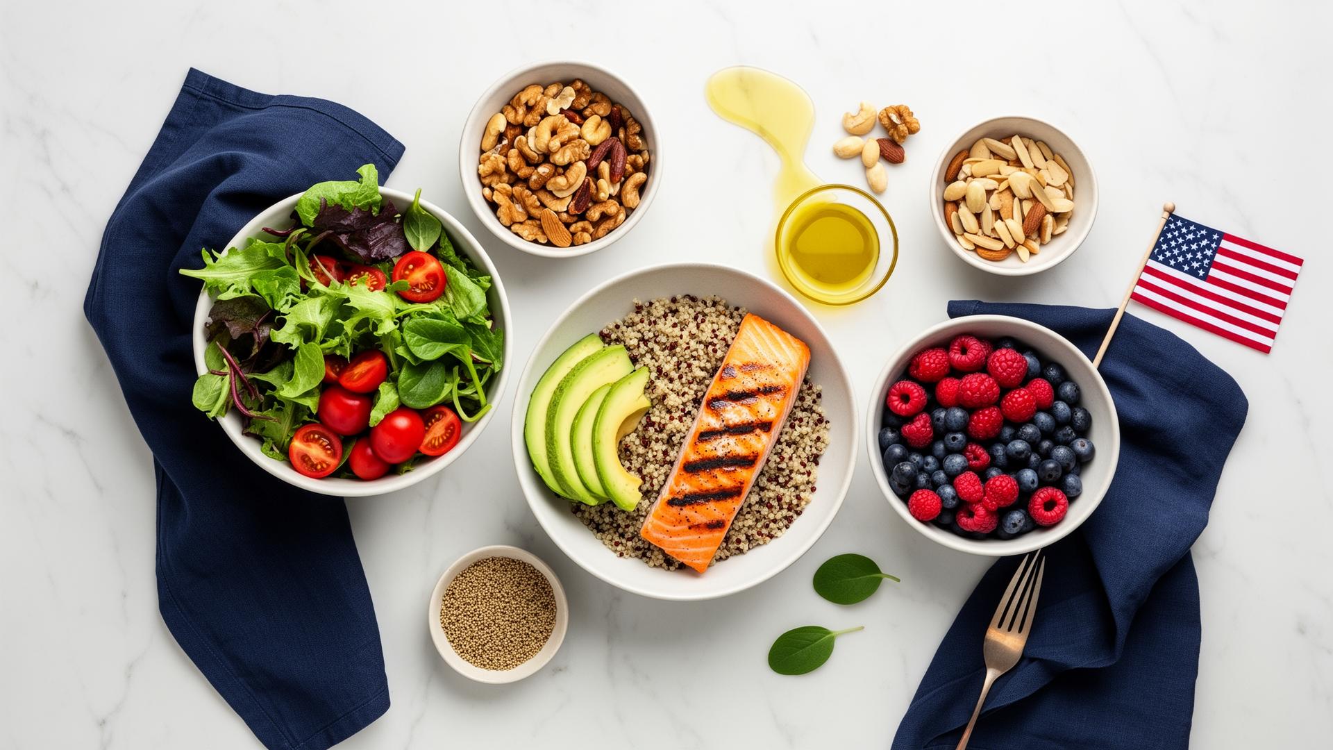 A beautifully arranged spread of nourishing, healthy food